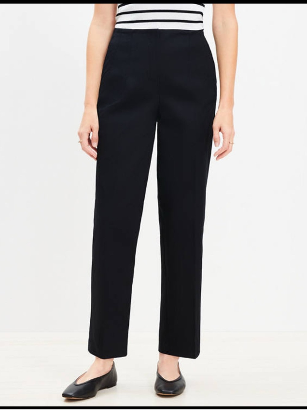 LOFT Curvy Straight Pants Women’s Size 8 Black Ankle Workwear Trousers